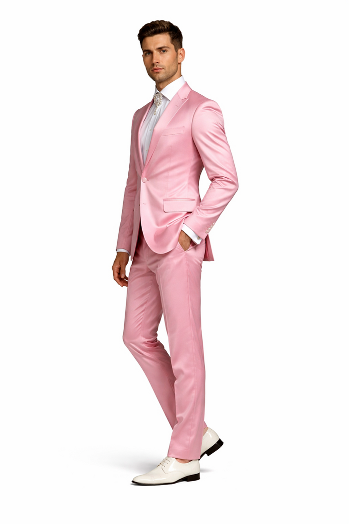 Rossi Man LEO RM1602 â€“ Men's 3-Piece Slim Fit Suit in Pink | Modern Classic Formalwear