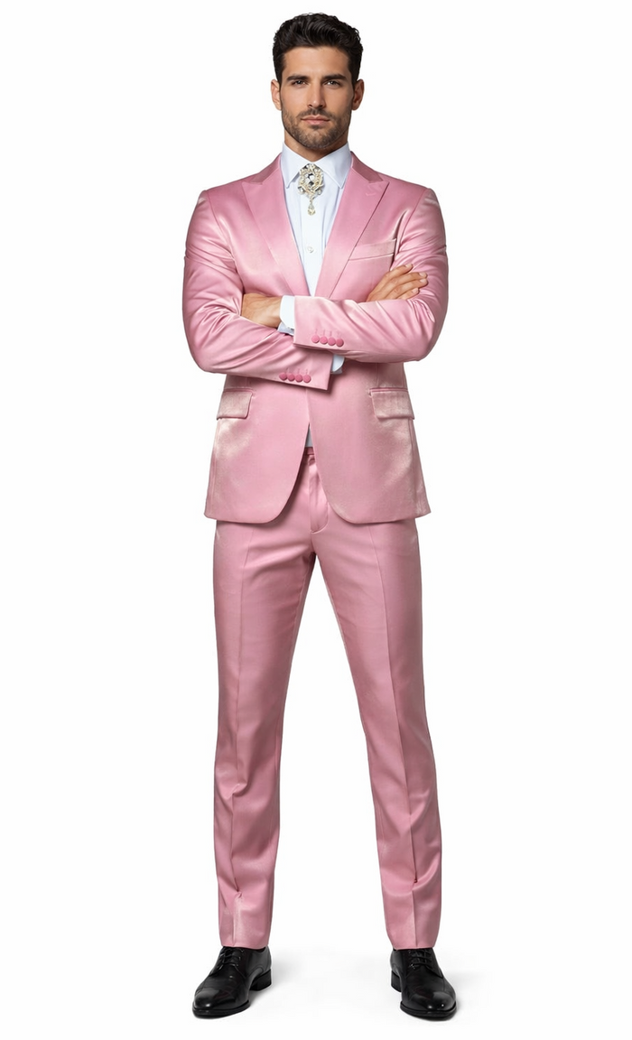 Rossi Man LEO RM1602 â€“ Men's 3-Piece Slim Fit Suit in Pink | Modern Classic Formalwear