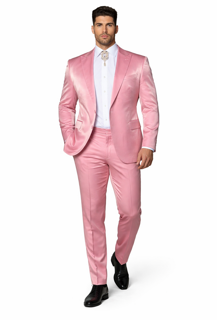 Rossi Man LEO RM1602 â€“ Men's 3-Piece Slim Fit Suit in Pink | Modern Classic Formalwear
