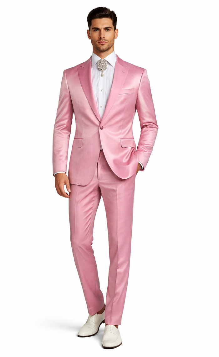 Rossi Man LEO RM1602 â€“ Men's 3-Piece Slim Fit Suit in Pink | Modern Classic Formalwear