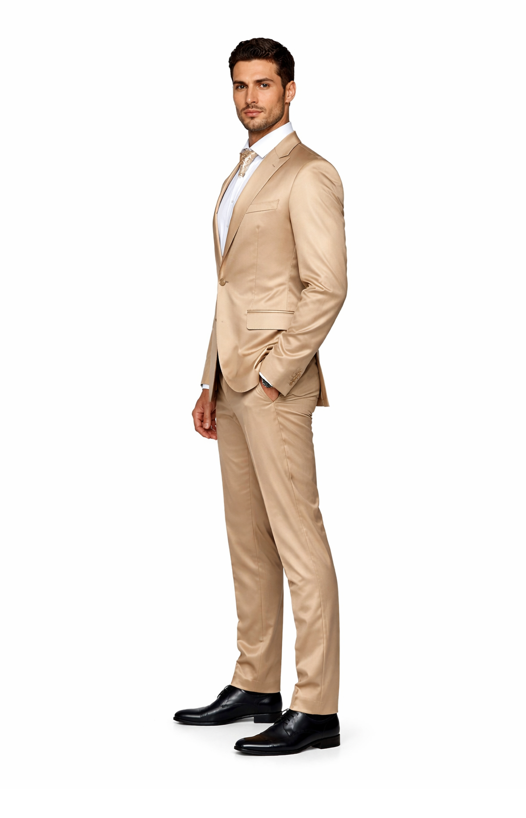 Rossi Man LEO RM1605 â€“ Men's Gold Slim Fit 3-Piece Suit | Elegant Modern Formalwear