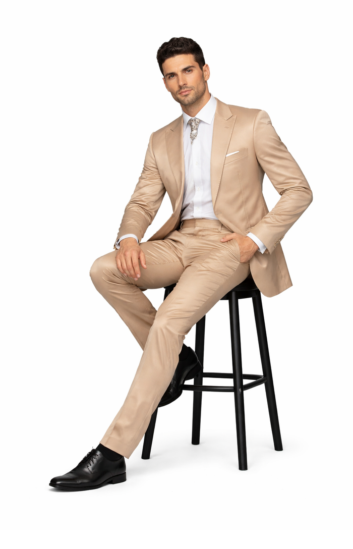 Rossi Man LEO RM1605 â€“ Men's Gold Slim Fit 3-Piece Suit | Elegant Modern Formalwear
