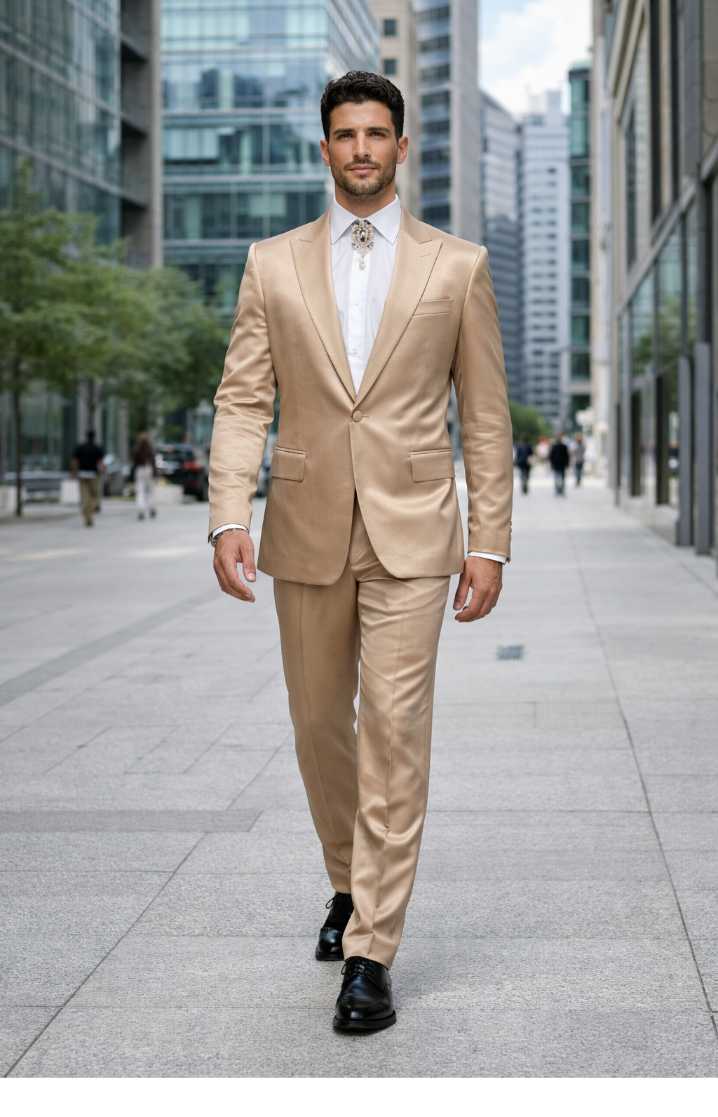 Rossi Man LEO RM1605 â€“ Men's Gold Slim Fit 3-Piece Suit | Elegant Modern Formalwear