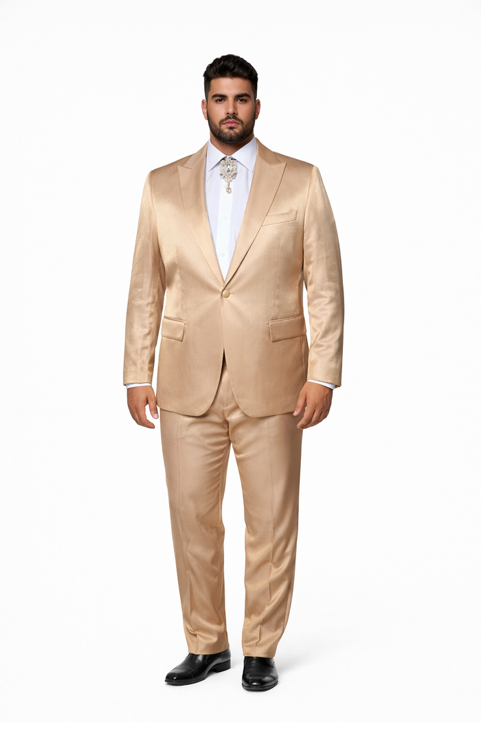 Rossi Man LEO RM1605 â€“ Men's Gold Slim Fit 3-Piece Suit | Elegant Modern Formalwear
