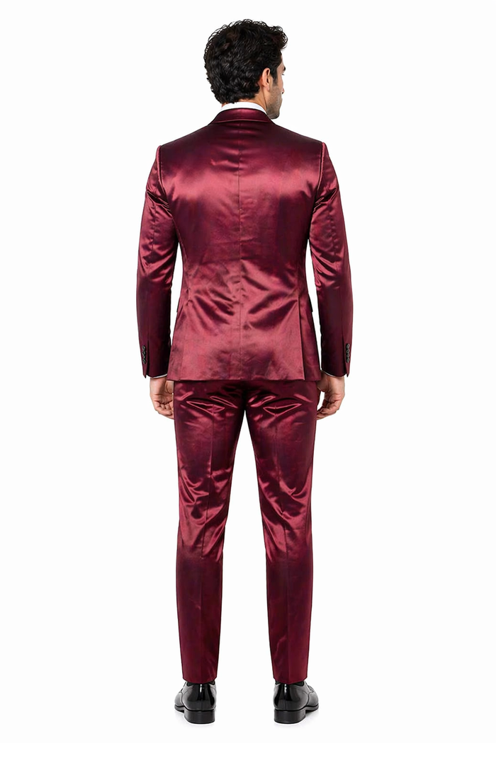 Rossi Man LEO RM1608 â€“ Dark Red 3-Piece Slim Fit Suit for Men | Perfect for Formal & Wedding Events