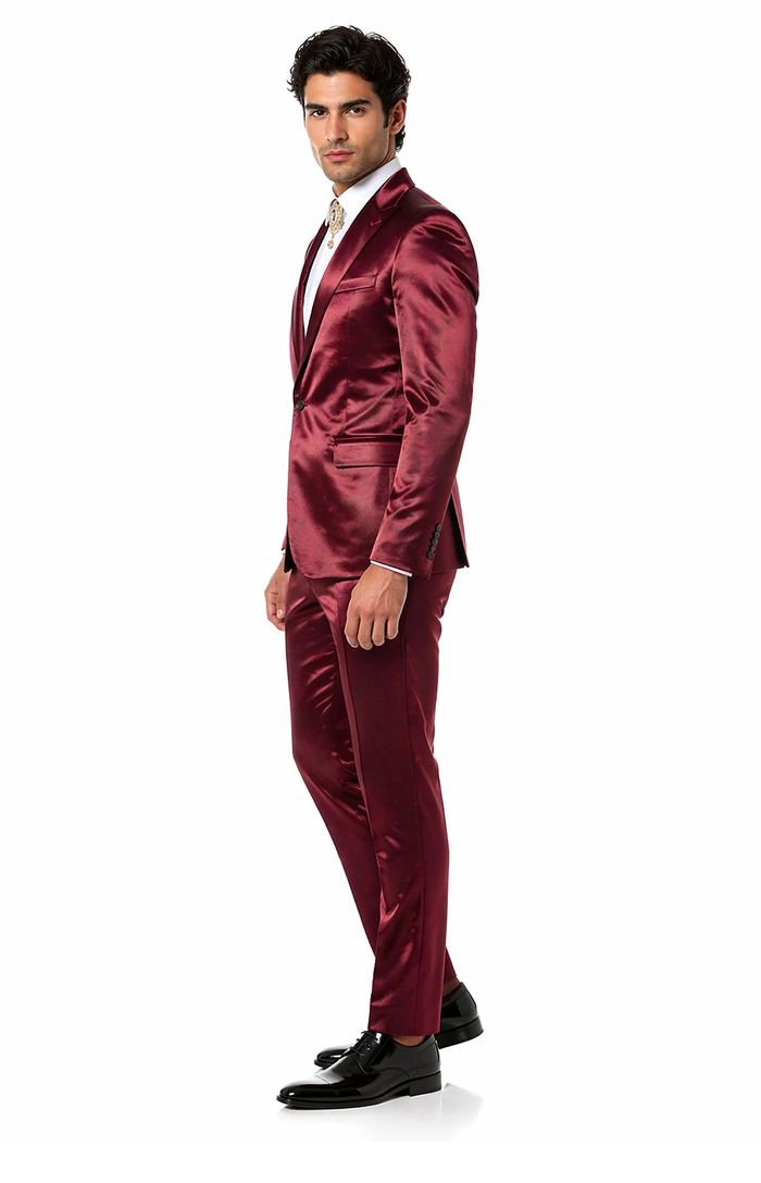 Rossi Man LEO RM1608 â€“ Dark Red 3-Piece Slim Fit Suit for Men | Perfect for Formal & Wedding Events