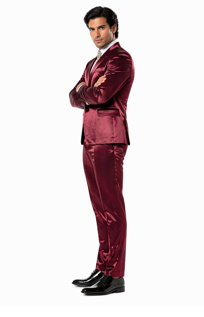 Rossi Man LEO RM1608 â€“ Dark Red 3-Piece Slim Fit Suit for Men | Perfect for Formal & Wedding Events