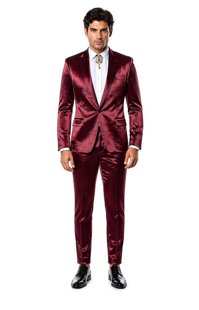 Rossi Man LEO RM1608 â€“ Dark Red 3-Piece Slim Fit Suit for Men | Perfect for Formal & Wedding Events