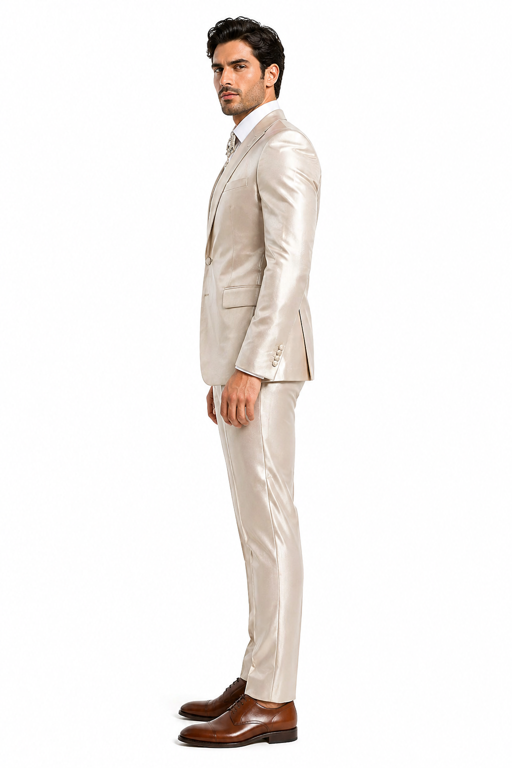 Rossi Man LEO RM1609 â€“ Cream 3-Piece Slim Fit Suit for Men | Sophisticated Formalwear for Special Occasions