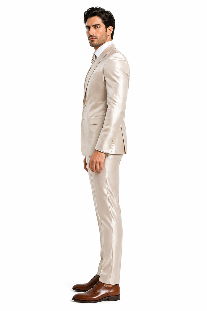 Rossi Man LEO RM1609 â€“ Cream 3-Piece Slim Fit Suit for Men | Sophisticated Formalwear for Special Occasions