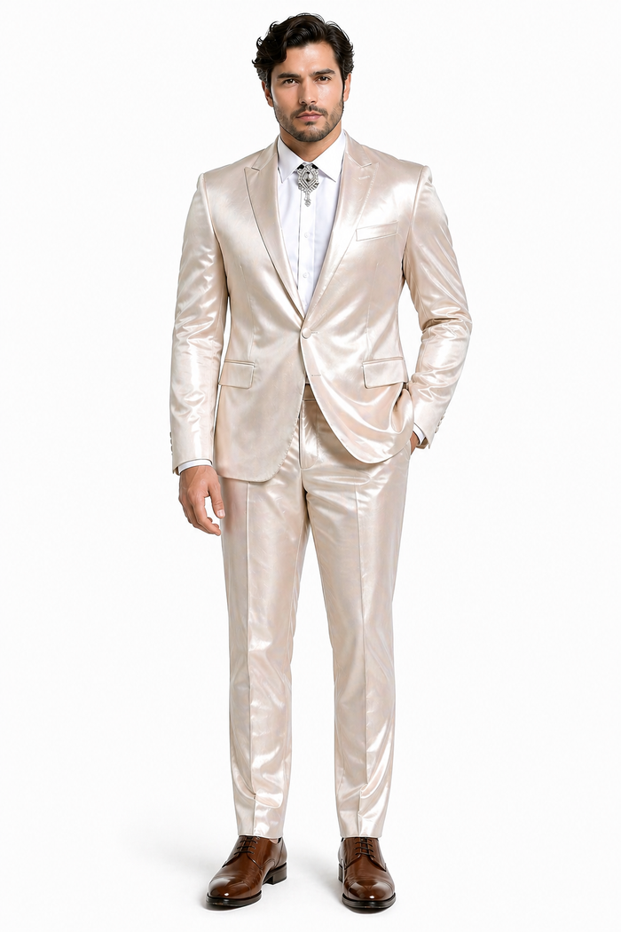 Rossi Man LEO RM1609 â€“ Cream 3-Piece Slim Fit Suit for Men | Sophisticated Formalwear for Special Occasions