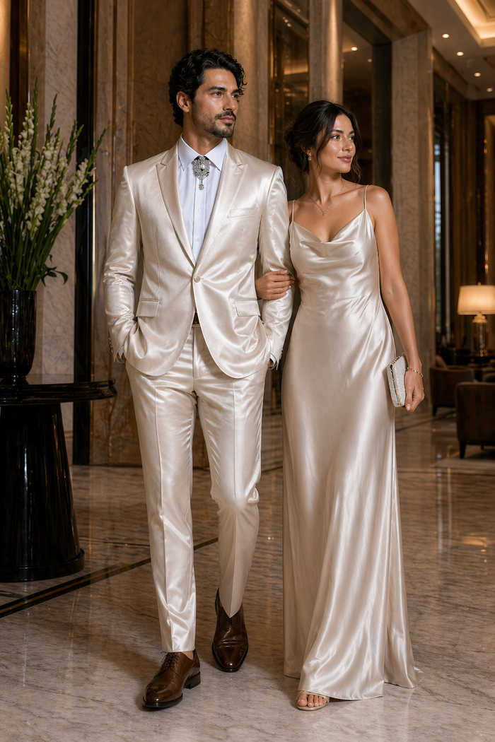 Rossi Man LEO RM1609 â€“ Cream 3-Piece Slim Fit Suit for Men | Sophisticated Formalwear for Special Occasions