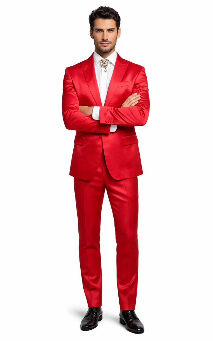 Rossi Man LEO RM1621 â€“ Red Slim Fit 3-Piece Designer Suit for Men