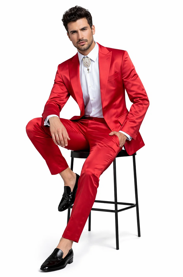 Rossi Man LEO RM1621 â€“ Red Slim Fit 3-Piece Designer Suit for Men