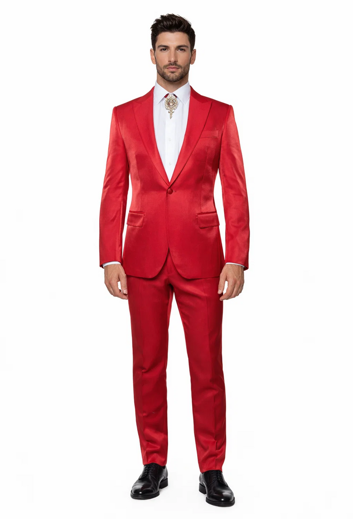 Rossi Man LEO RM1621 â€“ Red Slim Fit 3-Piece Designer Suit for Men