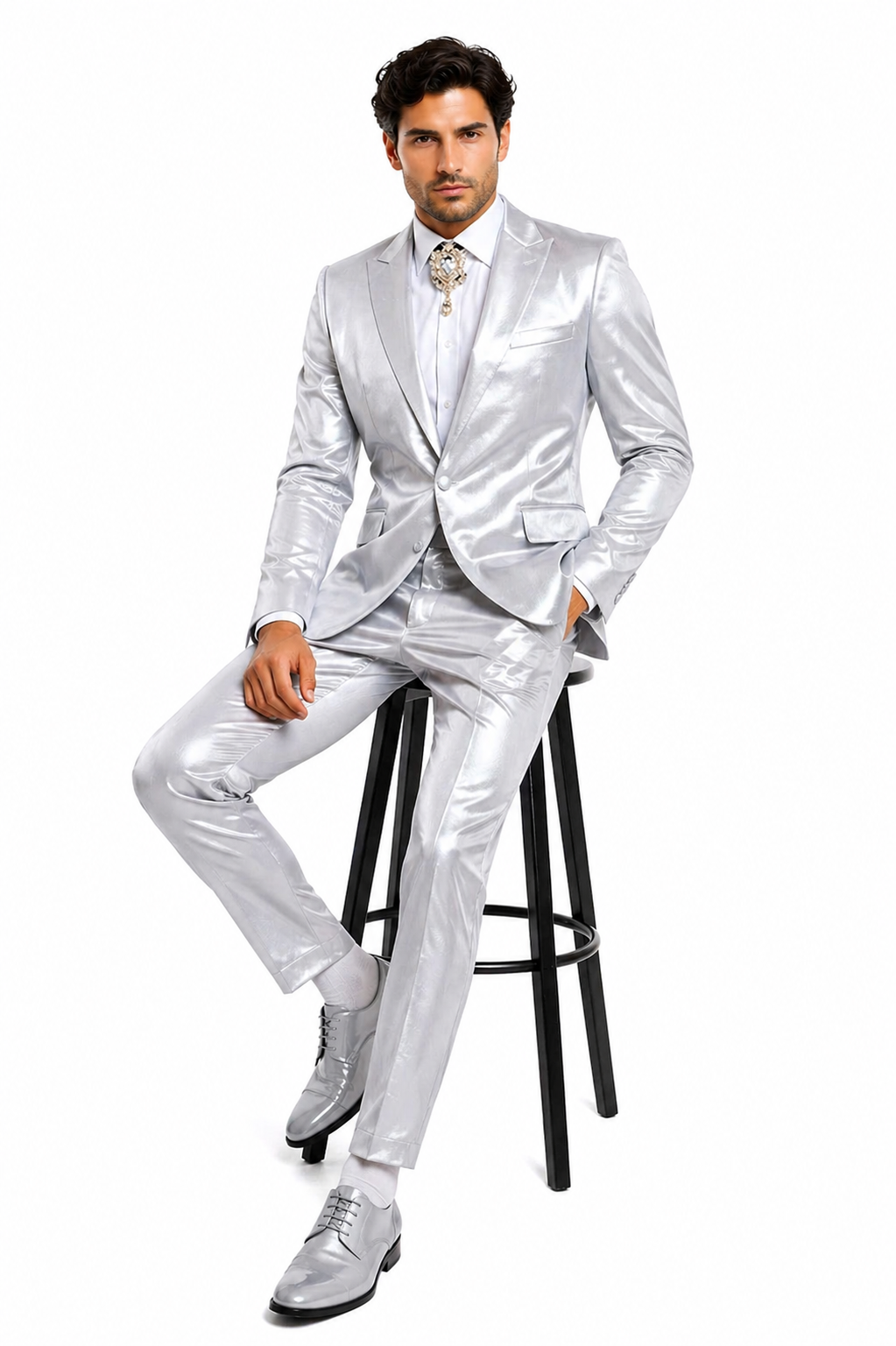 Rossi Man LEO RM1622 â€“ Off-White Slim Fit 3-Piece Designer Suit for Men