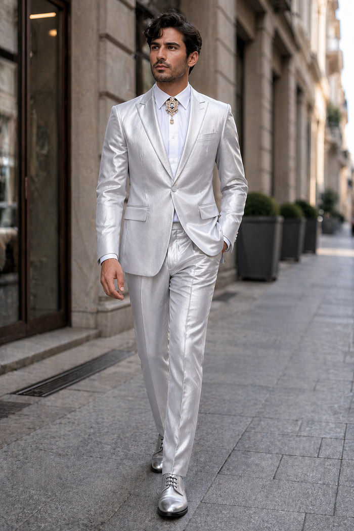 Rossi Man LEO RM1622 â€“ Off-White Slim Fit 3-Piece Designer Suit for Men