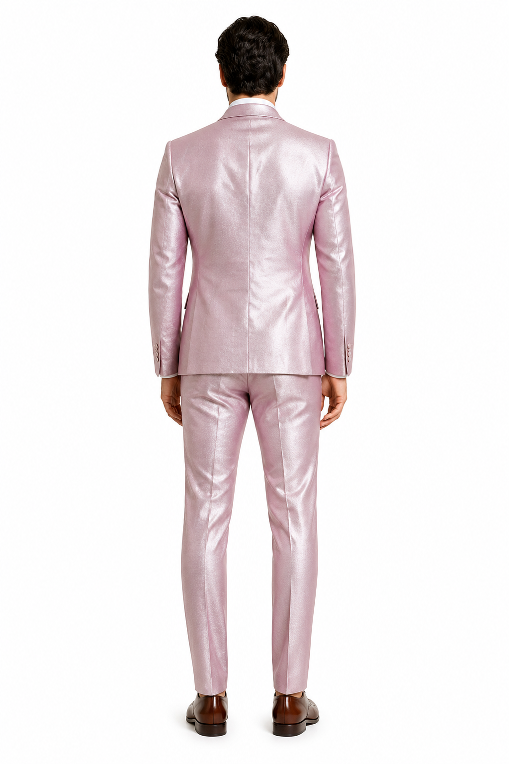 Rossi Man LEO RM1641 â€“ Pink Shimmer Slim Fit 3-Piece Suit for Men
