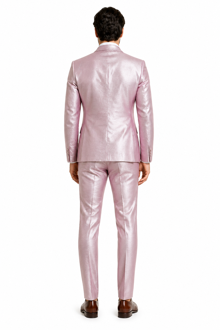 Rossi Man LEO RM1641 â€“ Pink Shimmer Slim Fit 3-Piece Suit for Men