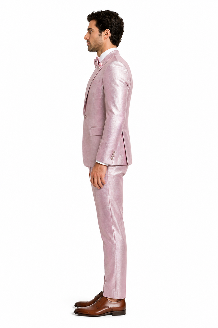 Rossi Man LEO RM1641 â€“ Pink Shimmer Slim Fit 3-Piece Suit for Men