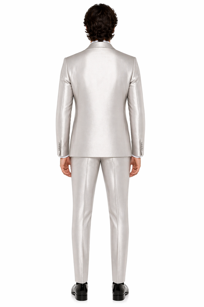 Rossi Man LEO RM1642 â€“ Off-White Shimmer Slim Fit 3-Piece Suit for Men