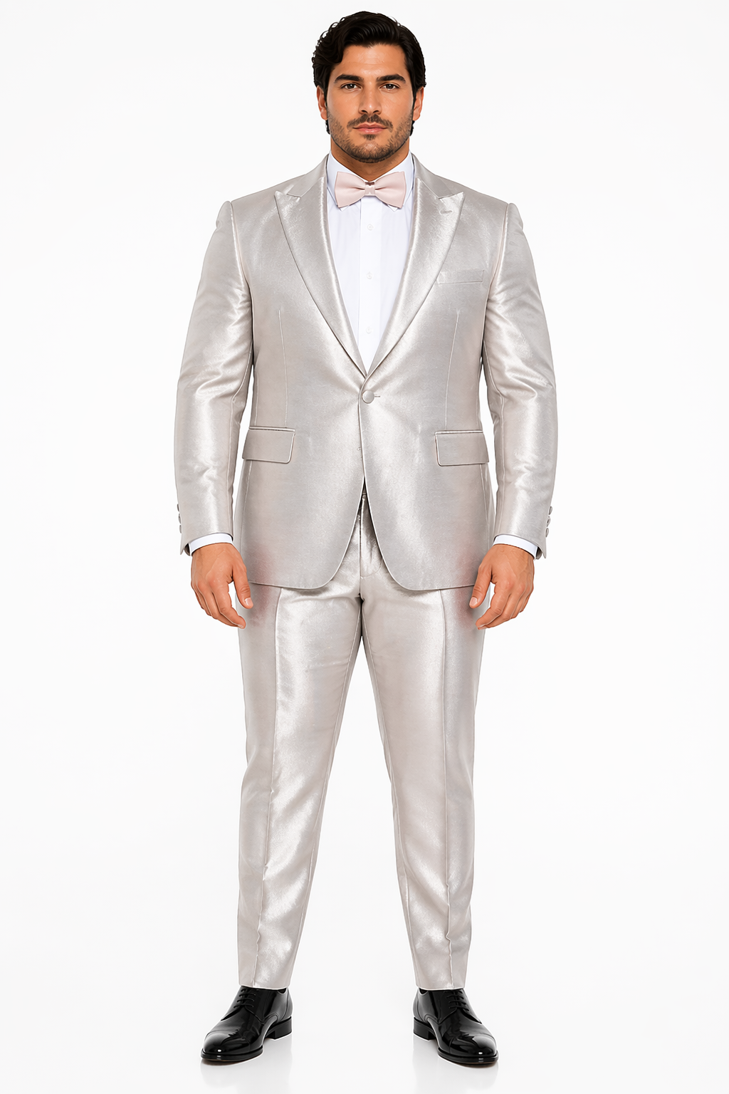 Rossi Man LEO RM1642 â€“ Off-White Shimmer Slim Fit 3-Piece Suit for Men