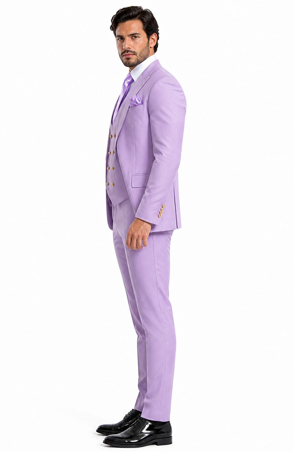 Rossi Man MAX RM1378 Slim Fit 3-Piece Suit â€“ Sophisticated Solid Lavender Suit for Men