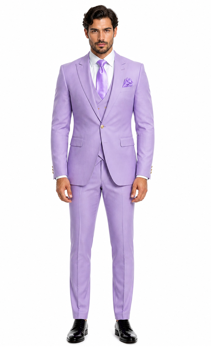 Rossi Man MAX RM1378 Slim Fit 3-Piece Suit â€“ Sophisticated Solid Lavender Suit for Men