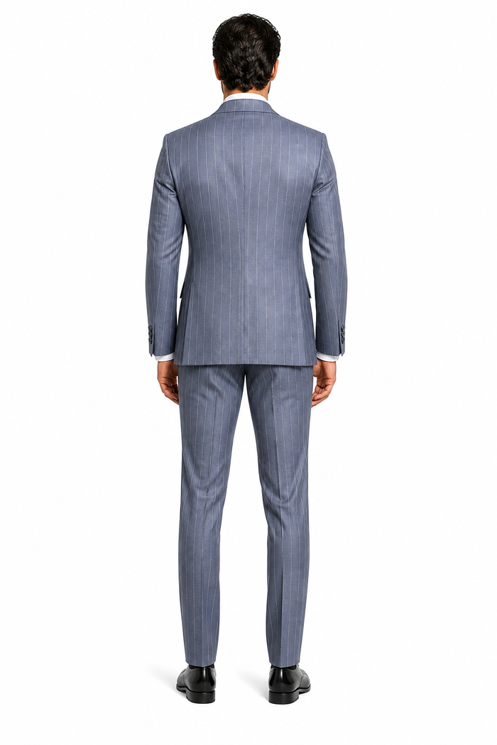 Rossi Man MAX RM1726 Slim Fit 3-Piece Suit â€“ Elegant Grey Pinstripe Formal Suit for Men