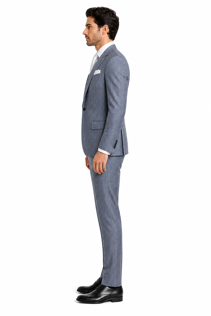 Rossi Man MAX RM1726 Slim Fit 3-Piece Suit â€“ Elegant Grey Pinstripe Formal Suit for Men
