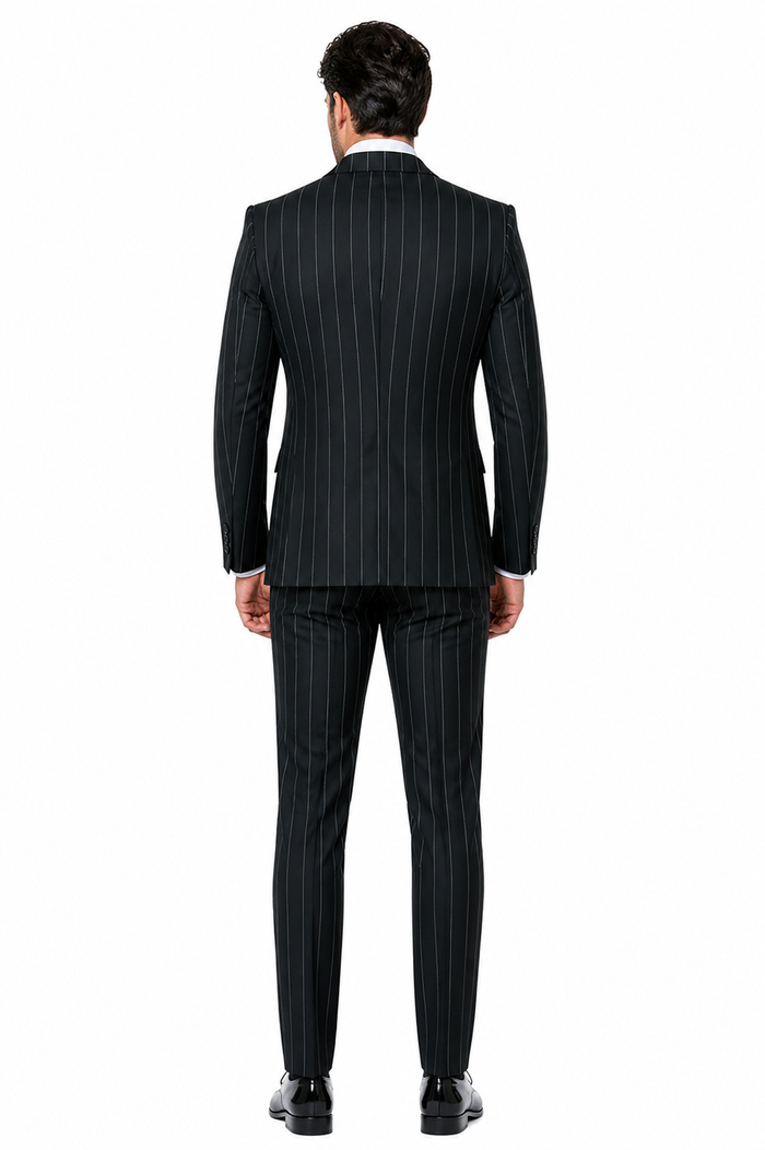 Rossi Man MAX RM1727 Slim Fit 3-Piece Suit â€“ Stylish Tailored Green Pinstripe Suit for Men