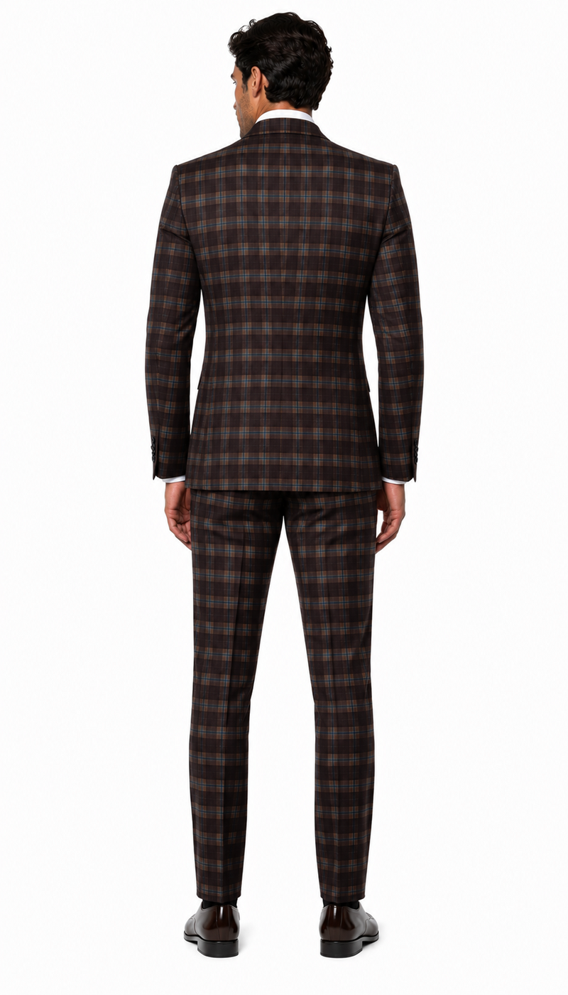 Rossi Man MAX RM1735 Slim Fit 3-Piece Brown Suit Modern Formalwear for Men