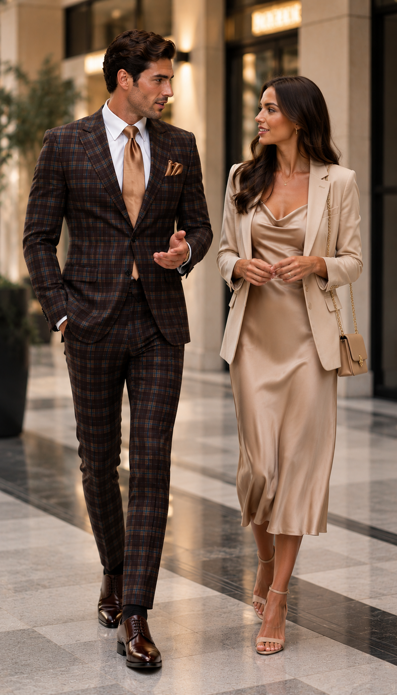 Rossi Man MAX RM1735 Slim Fit 3-Piece Brown Suit Modern Formalwear for Men