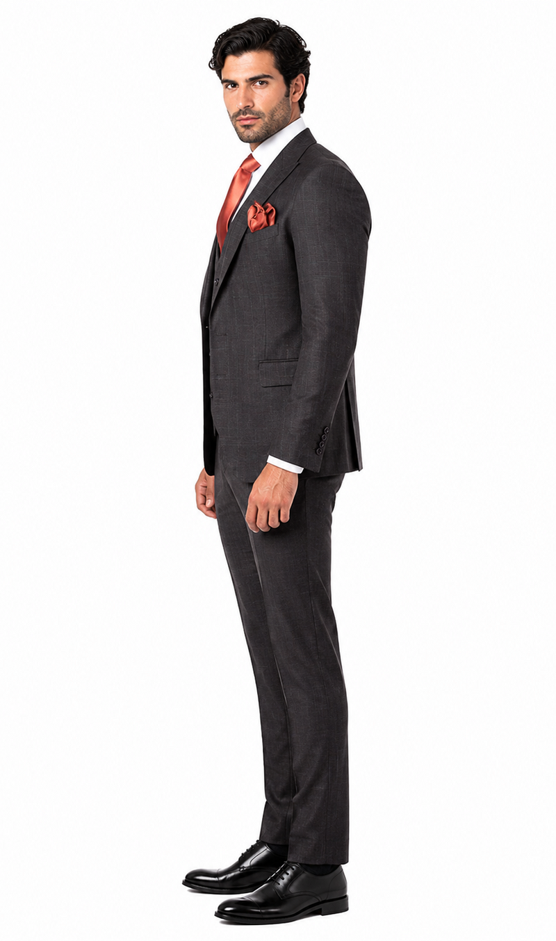 Rossi Man MAX RM1787 Slim Fit 3-Piece Suit Stylish and Elegant Mens Formalwear
