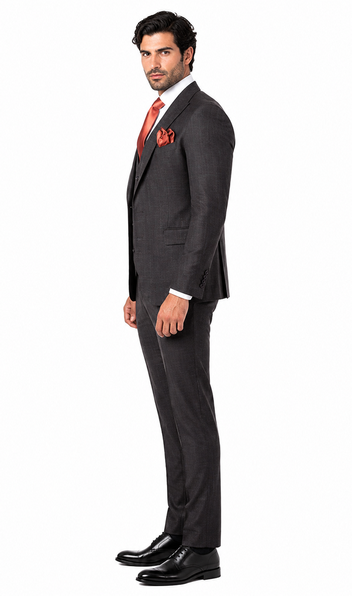 Rossi Man MAX RM1787 Slim Fit 3-Piece Suit Stylish and Elegant Mens Formalwear