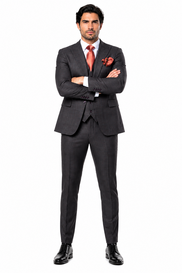 Rossi Man MAX RM1787 Slim Fit 3-Piece Suit Stylish and Elegant Mens Formalwear