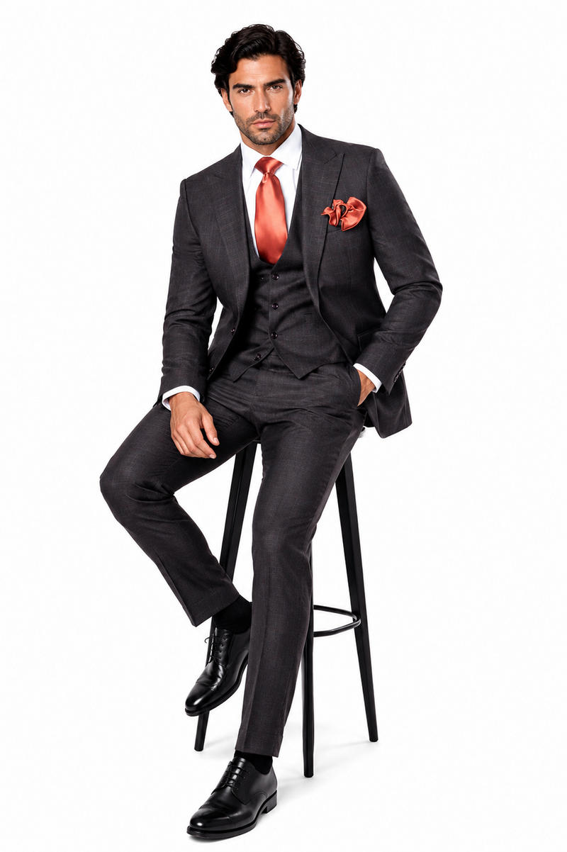 Rossi Man MAX RM1787 Slim Fit 3-Piece Suit Stylish and Elegant Mens Formalwear