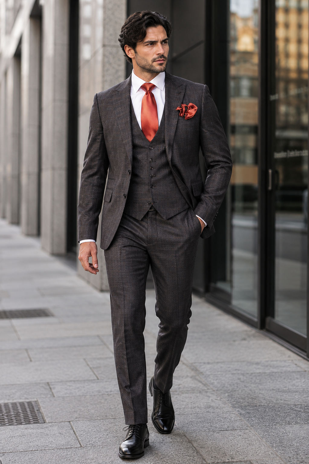 Rossi Man MAX RM1787 Slim Fit 3-Piece Suit Stylish and Elegant Mens Formalwear