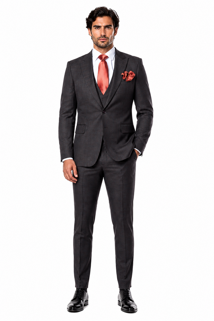 Rossi Man MAX RM1787 Slim Fit 3-Piece Suit Stylish and Elegant Mens Formalwear