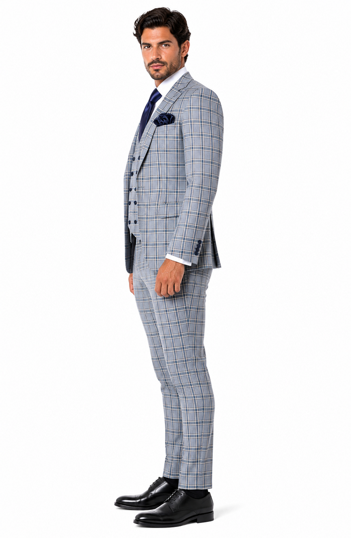 Rossi Man MAX RM1820 Slim Fit 3-Piece Suit â€“ Modern Formal Suit for Men