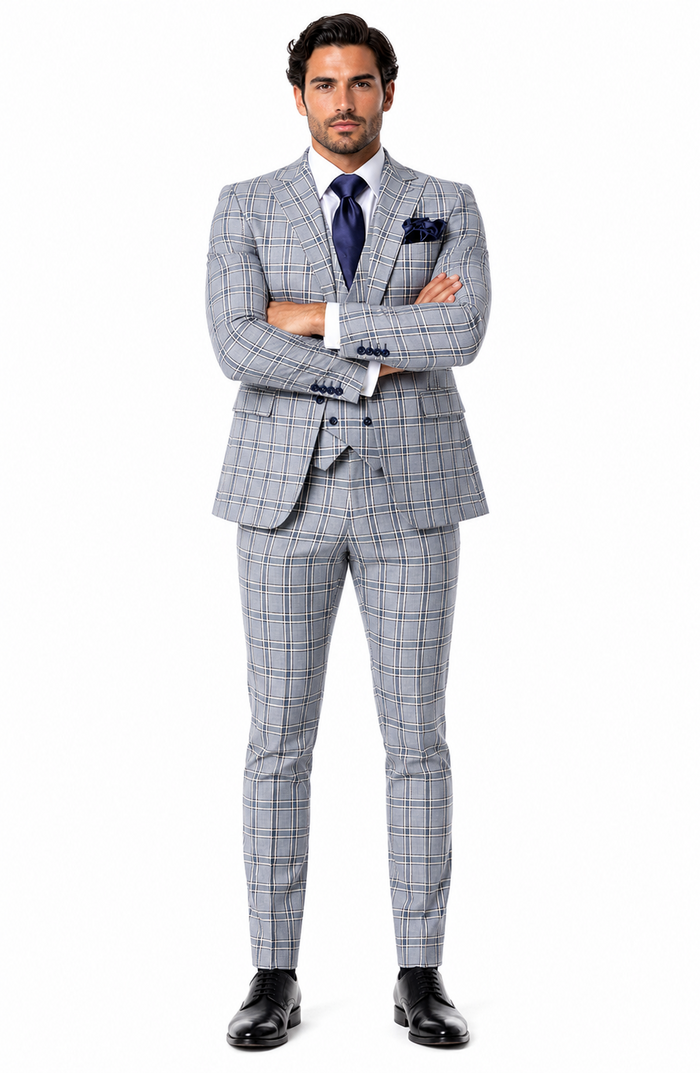 Rossi Man MAX RM1820 Slim Fit 3-Piece Suit â€“ Modern Formal Suit for Men