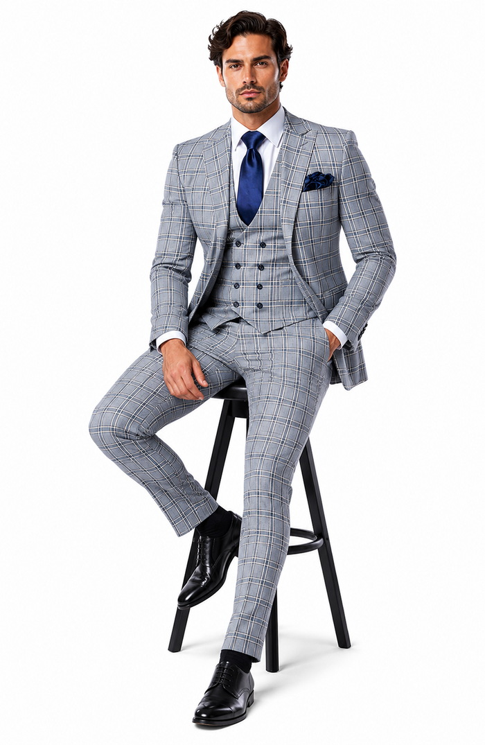 Rossi Man MAX RM1820 Slim Fit 3-Piece Suit â€“ Modern Formal Suit for Men