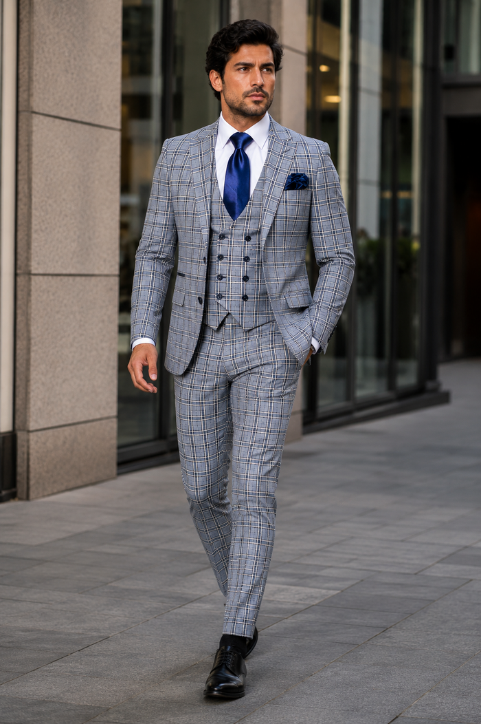 Rossi Man MAX RM1820 Slim Fit 3-Piece Suit â€“ Modern Formal Suit for Men