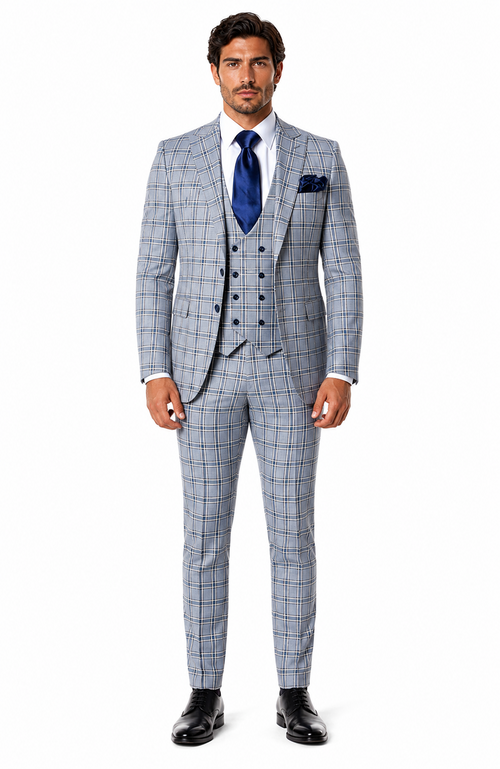 Rossi Man MAX RM1820 Slim Fit 3-Piece Suit â€“ Modern Formal Suit for Men