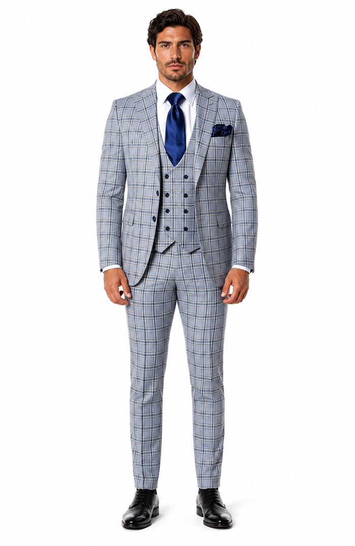 Rossi Man MAX RM1820 Slim Fit 3-Piece Suit â€“ Modern Formal Suit for Men