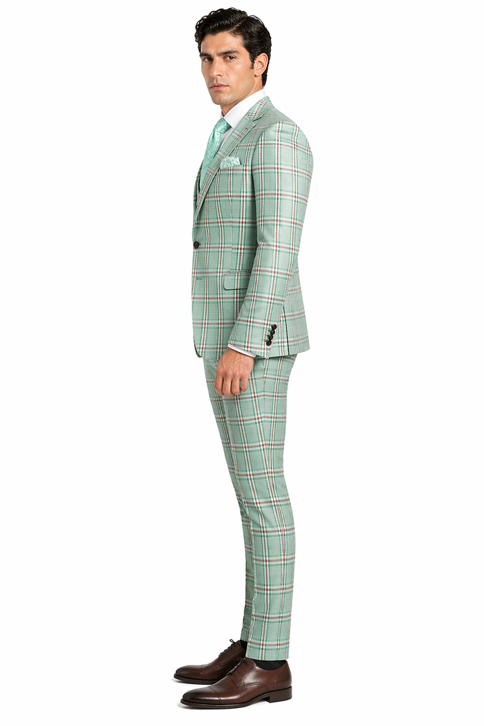 Rossi Man MAX RM1825 Slim Fit 3-Piece Mint Green Suit â€“ Modern Formalwear for Men