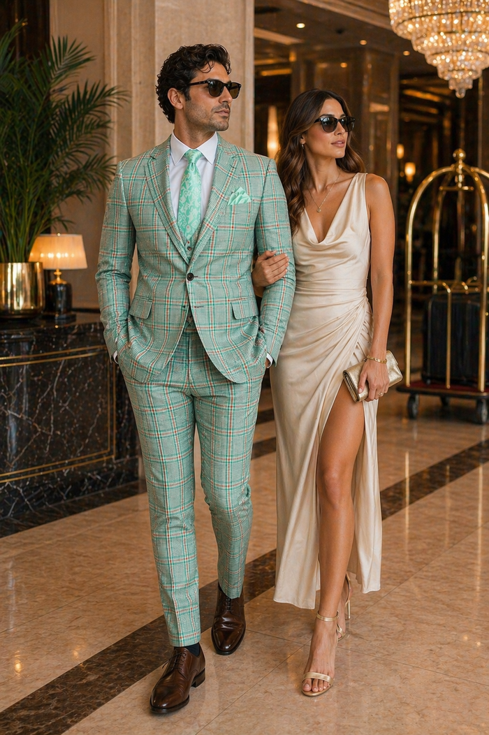 Rossi Man MAX RM1825 Slim Fit 3-Piece Mint Green Suit â€“ Modern Formalwear for Men