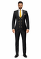 Rossi Man Mens Black Slim Fit Suit Double-Breasted Modern Classic
