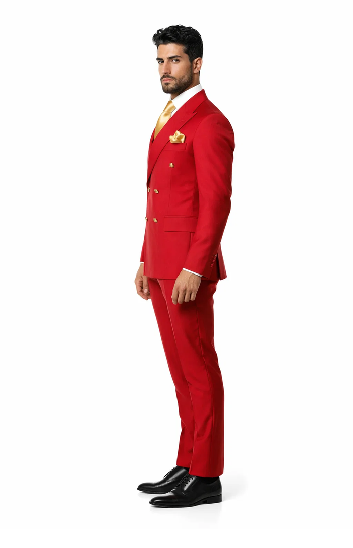 Rossi Man MILANO RM1191 â€“ Slim Fit Red 3-Piece Suit for Men | Stylish Modern Formalwear
