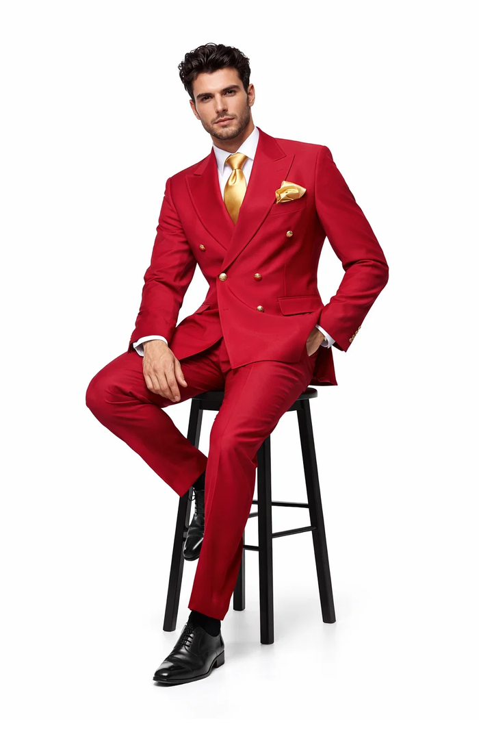 Rossi Man MILANO RM1191 â€“ Slim Fit Red 3-Piece Suit for Men | Stylish Modern Formalwear